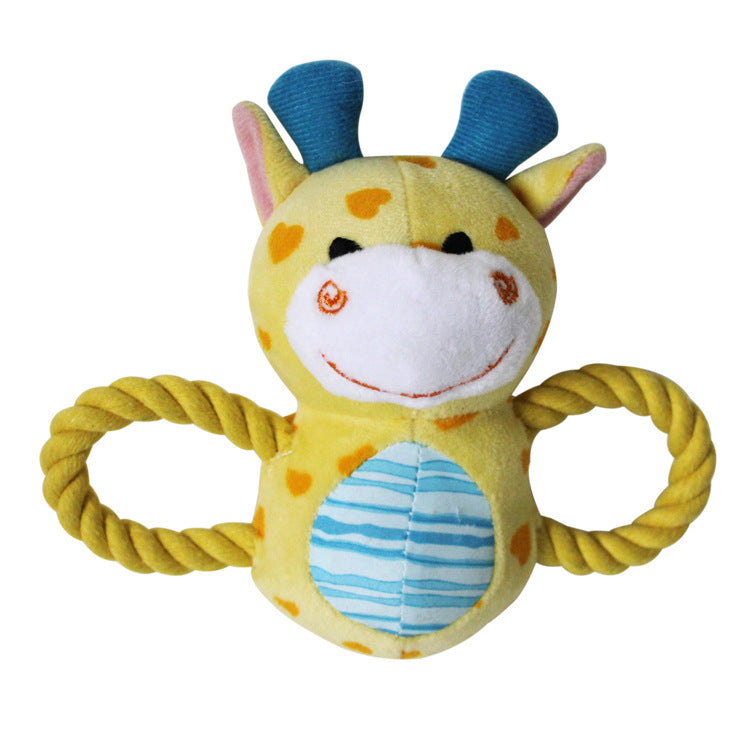 Double Cotton String Handle Plush Dog Toy Soft Durable 2