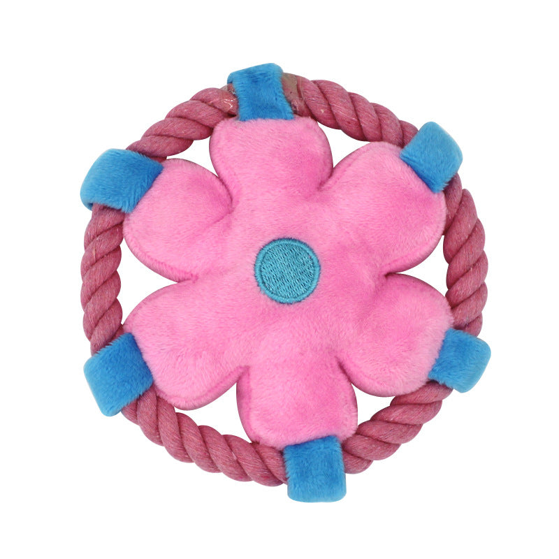 Plush Dog Fetch Toy Flying Disc Soft Interactive 14x14cm 2