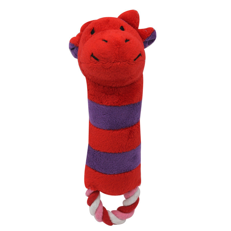 Striped Animal Plush Dog Toy Soft Squeaky Chew Toy 22x5cm 2