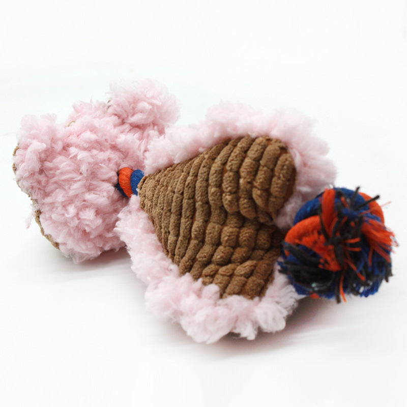 Bear Plush Dog Toy Rope Soft Chew Squeaky Interactive 2
