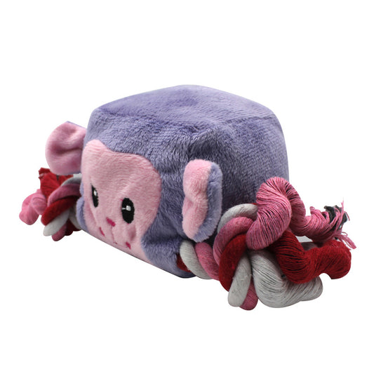 Square Monkey Plush Dog Toy Soft Interactive Chew Toy