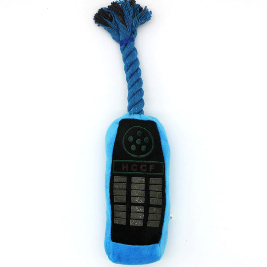 Plush Dog Toy Cellular Phone Shape with Cotton Rope 23x5cm