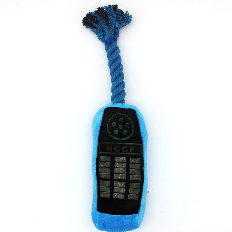 Plush Dog Toy Cellular Phone Shape with Cotton Rope 23x5cm 3