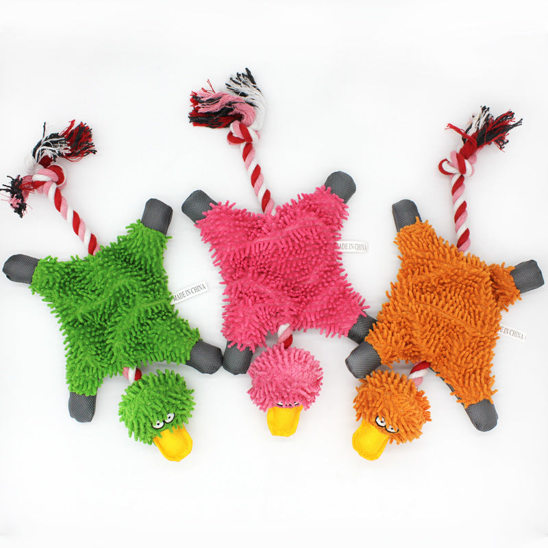Plush Duck Dog Rope Toy Soft Chew Interactive