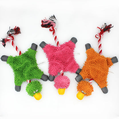 Plush Duck Dog Rope Toy Soft Chew Interactive