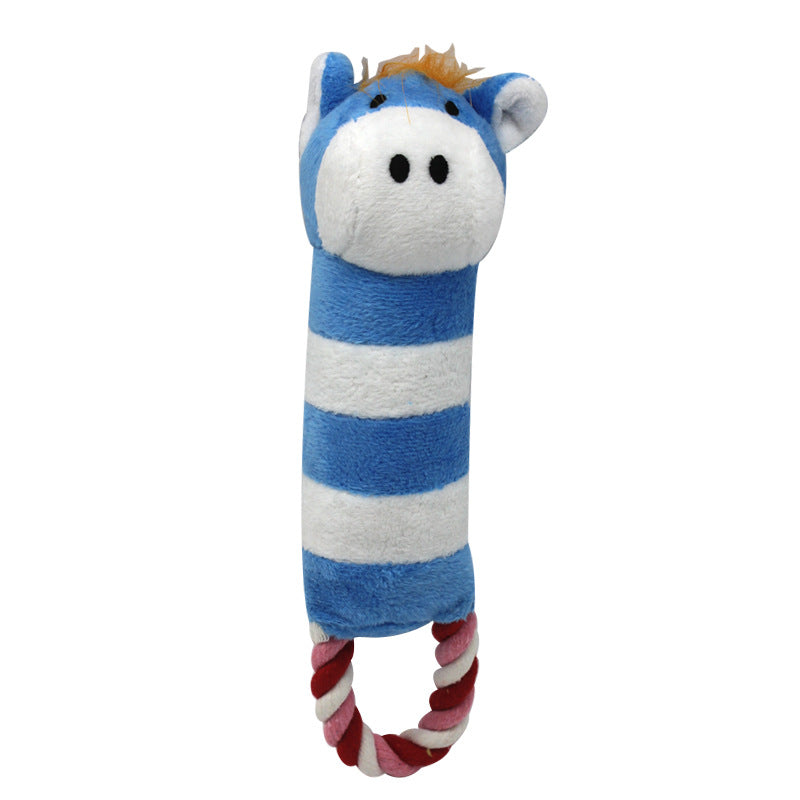 Striped Animal Plush Dog Toy Soft Squeaky Chew Toy 22x5cm