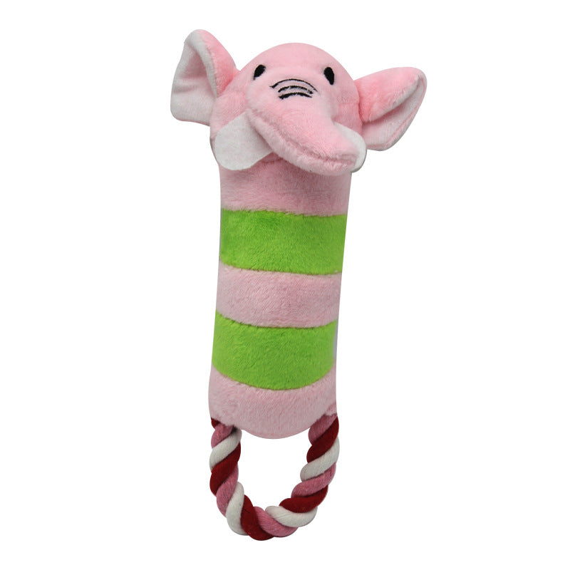Striped Animal Plush Dog Toy Soft Squeaky Chew Toy 22x5cm 4
