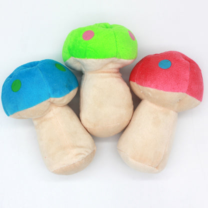 Plush Dog Toy Mushroom Shape Soft Squeaky 14x10cm 2