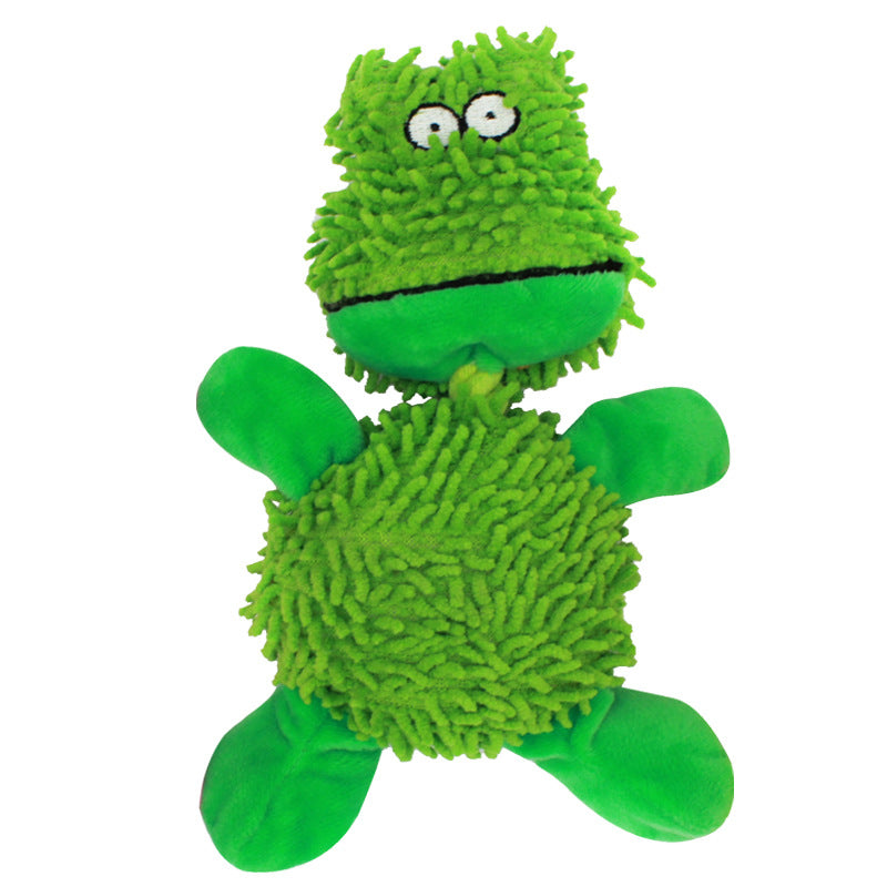 Plush Frog Dog Toy Microfiber Cotton String 22x12CM 4
