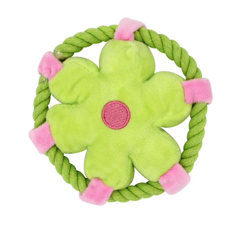 Plush Dog Fetch Toy Flying Disc Soft Interactive 14x14cm 4