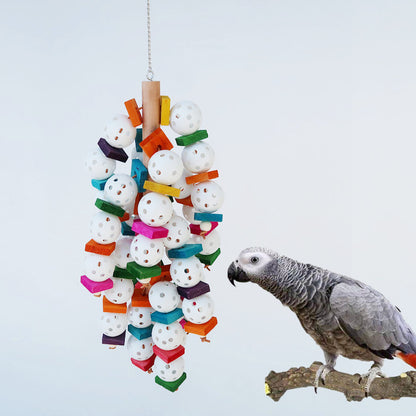 Wooden Plastic Parrot Chew Toy Hanging Large String 15x40cm