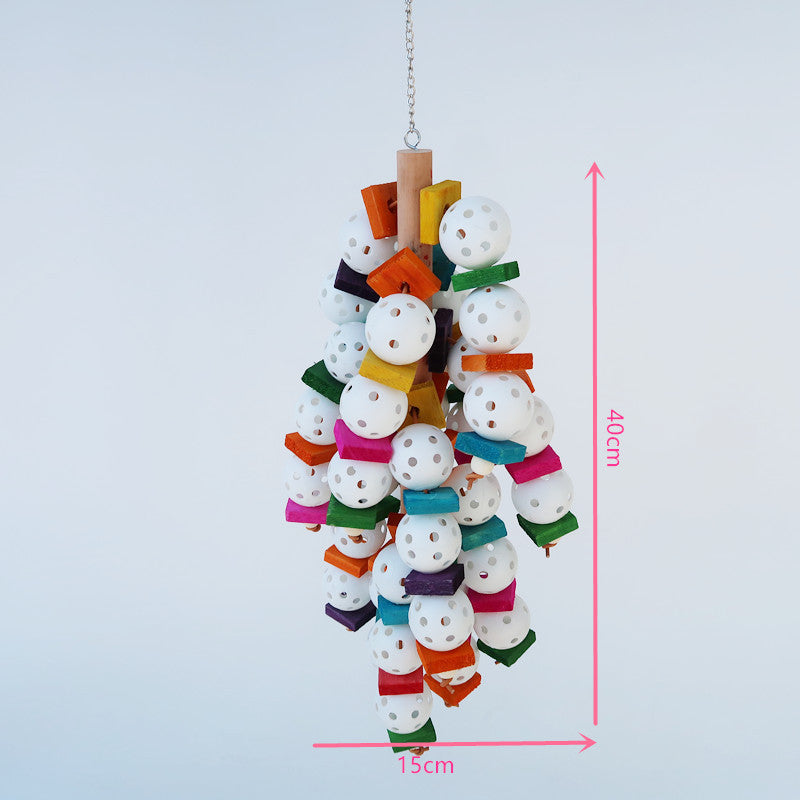 Wooden Plastic Parrot Chew Toy Hanging Large String 15x40cm 4