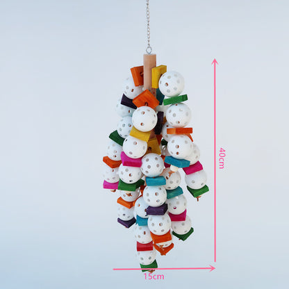 Wooden Plastic Parrot Chew Toy Hanging Large String 15x40cm 4