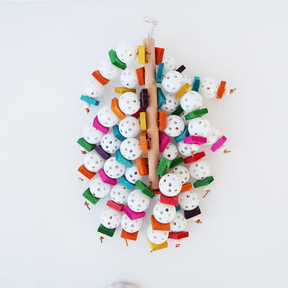 Wooden Plastic Parrot Chew Toy Hanging Large String 15x40cm 2