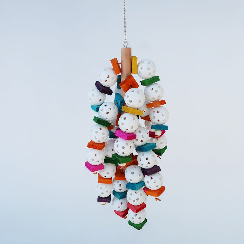 Wooden Plastic Parrot Chew Toy Hanging Large String 15x40cm 5
