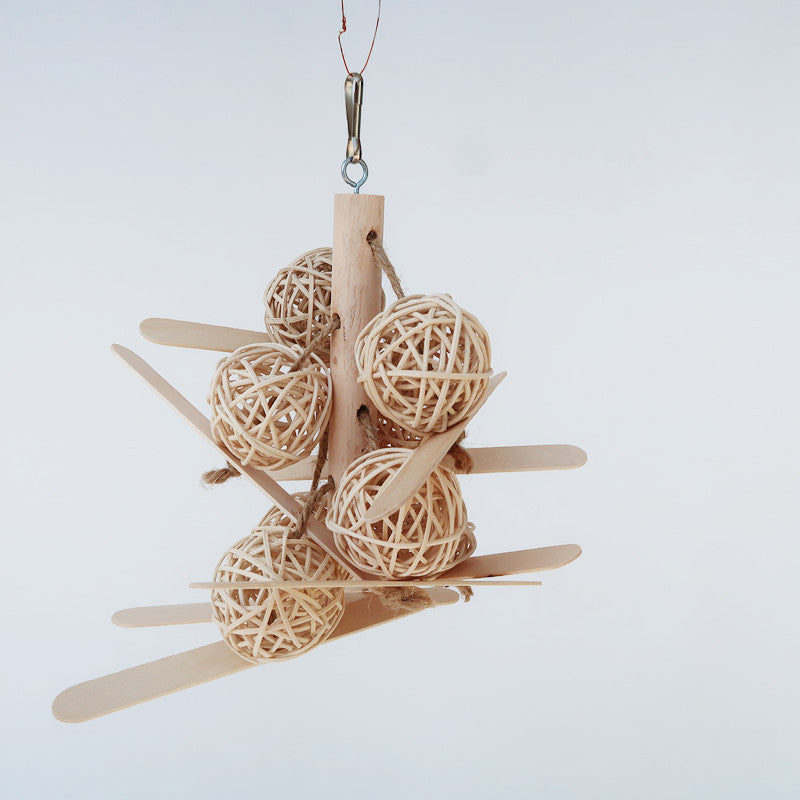 Wooden Parrot Chew Toy Vine Ball String Hanging Cage Accessory 2