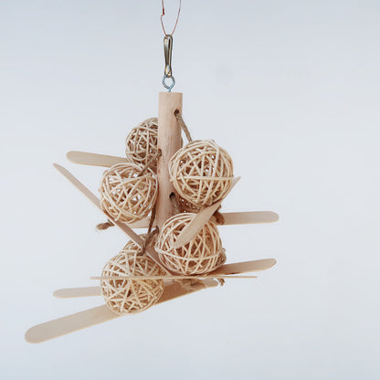 Wooden Parrot Chew Toy Vine Ball String Hanging Cage Accessory 2