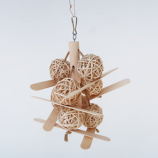 Wooden Parrot Chew Toy Vine Ball String Hanging Cage Accessory