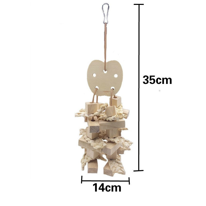 Natural Wood Parrot Chew Toy Hanging Bird Cage Accessory 2