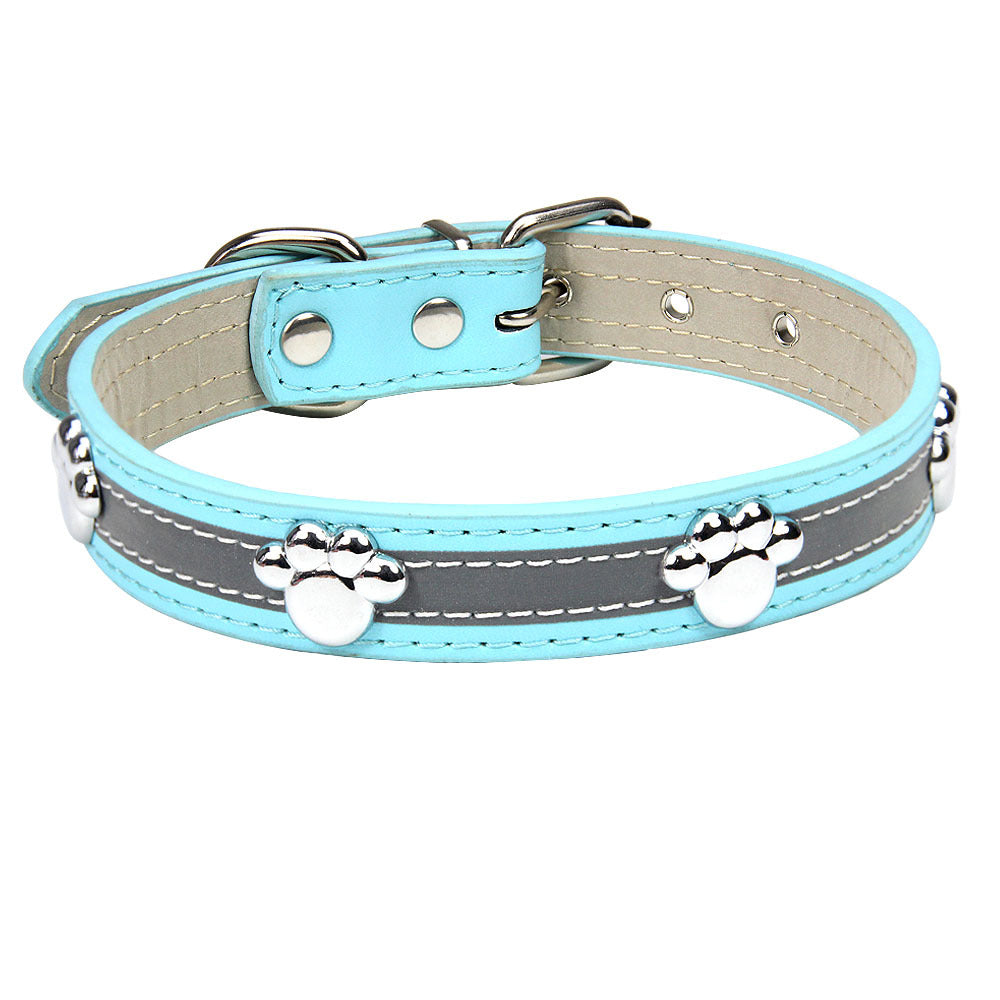 Reflective Artificial Leather Dog Collar Adjustable Sizes 6
