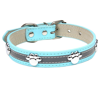 Reflective Artificial Leather Dog Collar Adjustable Sizes 6
