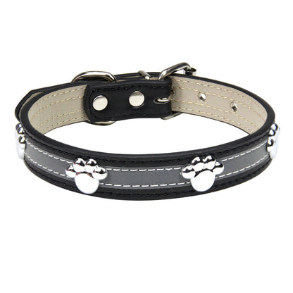 Reflective Artificial Leather Dog Collar Adjustable Sizes 7