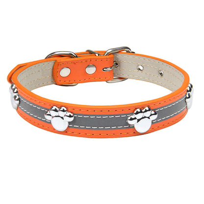 Reflective Artificial Leather Dog Collar Adjustable Sizes 9