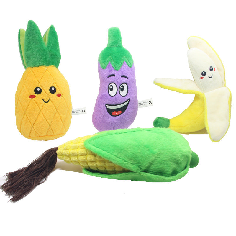 Plush Dog Toy Squeaky Fruit and Vegetable Shapes 2