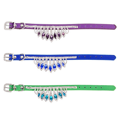 Leather Gem Rhinestone Dog Collar Decorative Buckle XS S M 3