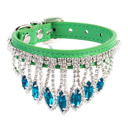 Leather Gem Rhinestone Dog Collar Decorative Buckle XS S M 5
