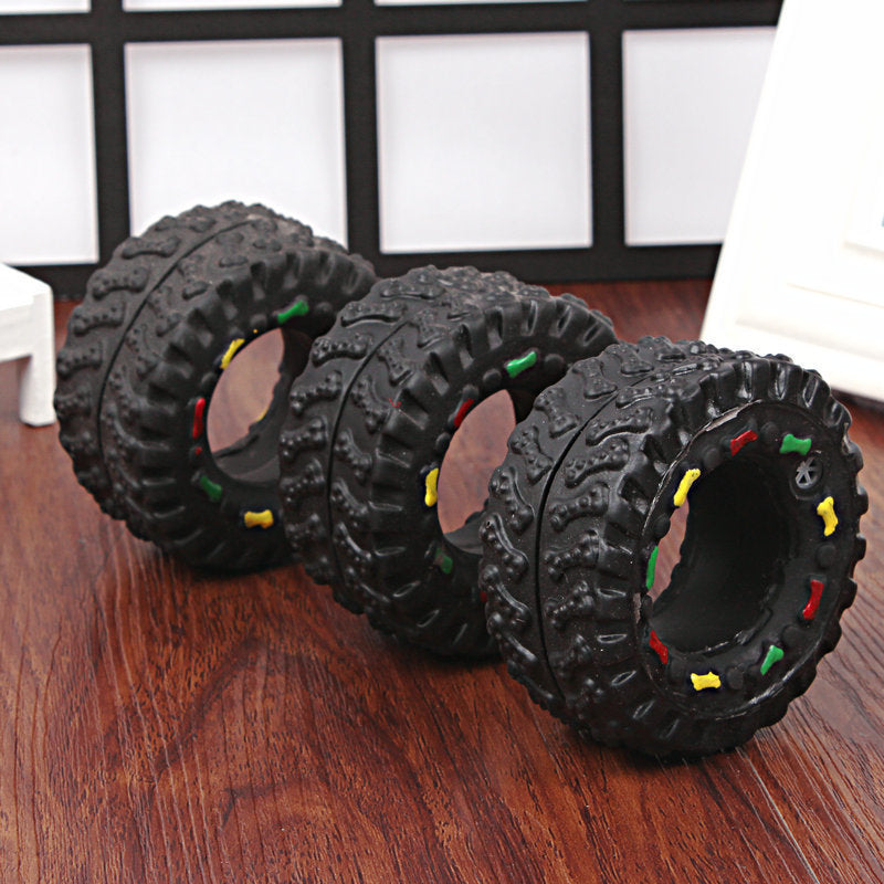 Vinyl Tire Squeaky Dog Toy Durable Chew Toy 2