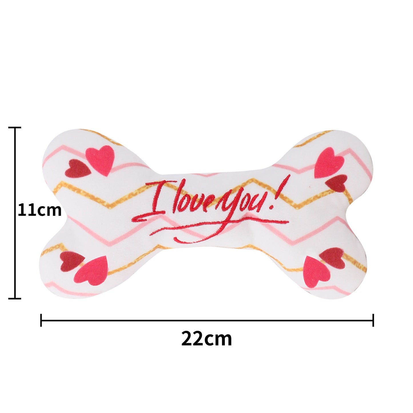 Valentine Bone Squeaky Plush Dog Toy Soft Durable 11x22cm 4