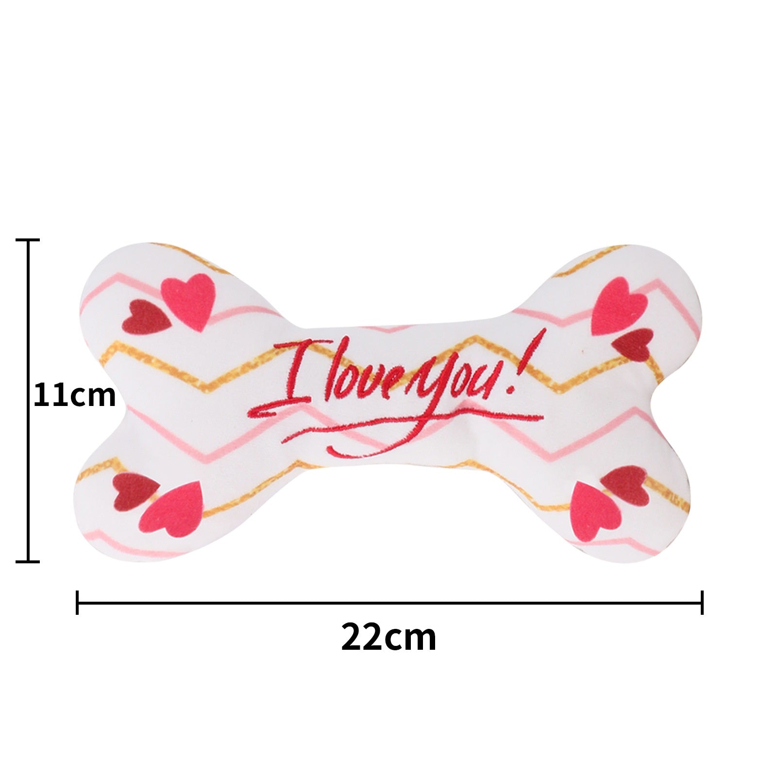 Valentine Bone Squeaky Plush Dog Toy Soft Durable 11x22cm 4