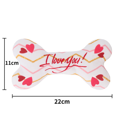 Valentine Bone Squeaky Plush Dog Toy Soft Durable 11x22cm 4