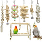 Wooden Parrot Toy Set Hanging Cage Toys for Parrots 7 Pack