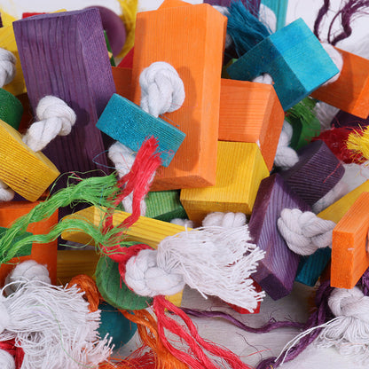 Wooden Parrot Chew Toy Colorful Hanging Blocks 30x45cm 2