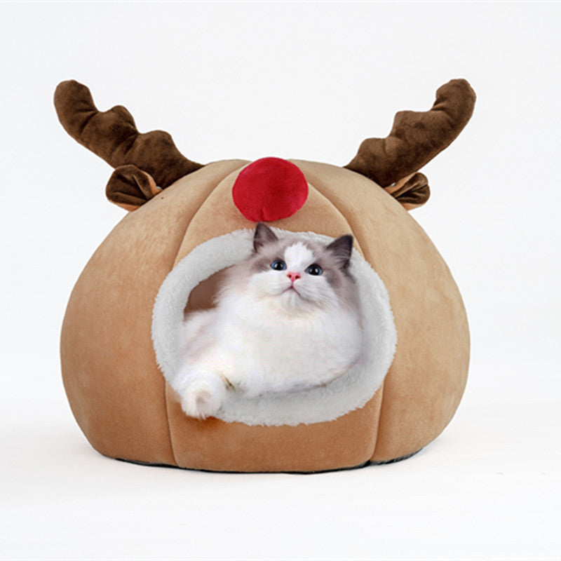 Cloth Cat Carrier Christmas Reindeer Pet Kennel S M