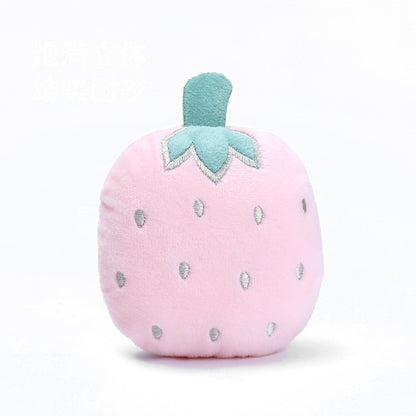 Plush Dog Toy Fruit Shape Squeaky Soft Small Size 4