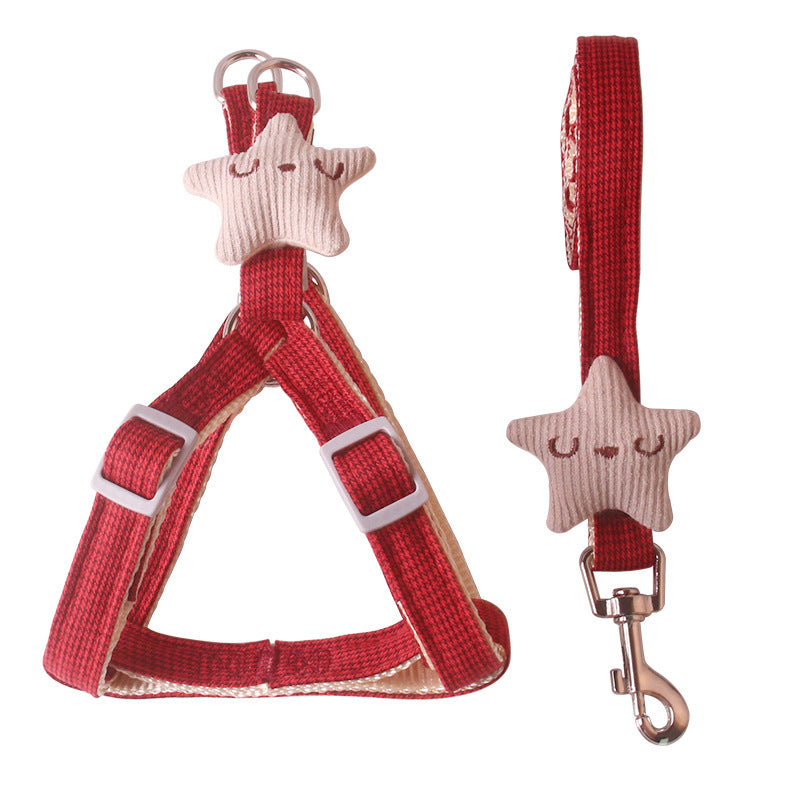 Nylon Dog Harness and Leash Set Starfish Design Adjustable 5