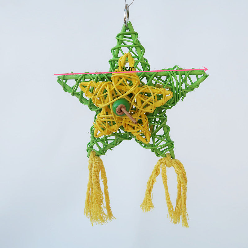 Rattan Parrot Chew Toy Five-Pointed Star Hanging 15cm Diameter 2