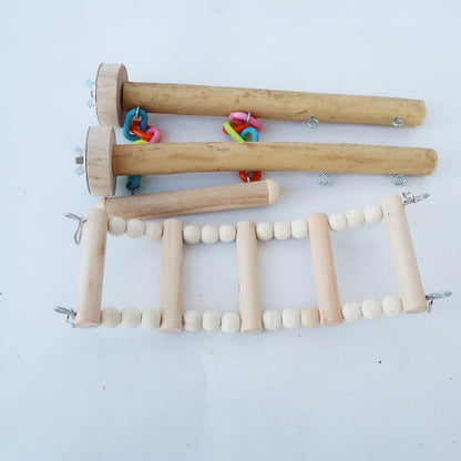 Wooden Parrot Swing Ladder Climbing Toy Cage Accessory 3