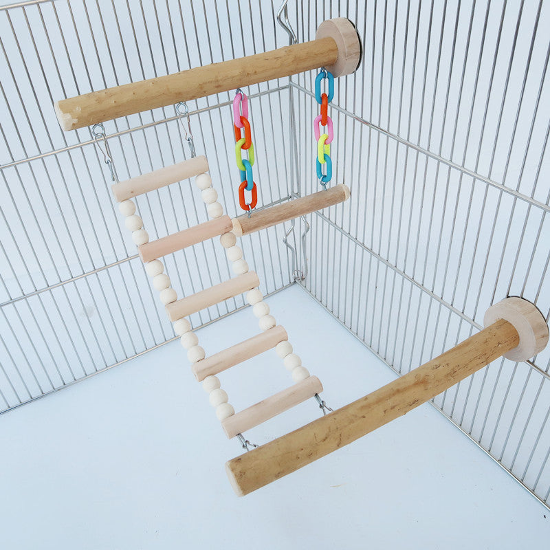 Wooden Parrot Swing Ladder Climbing Toy Cage Accessory 2