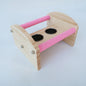 Wooden Parrot Training Toy Desktop Stand with Stainless Steel Bowls 3