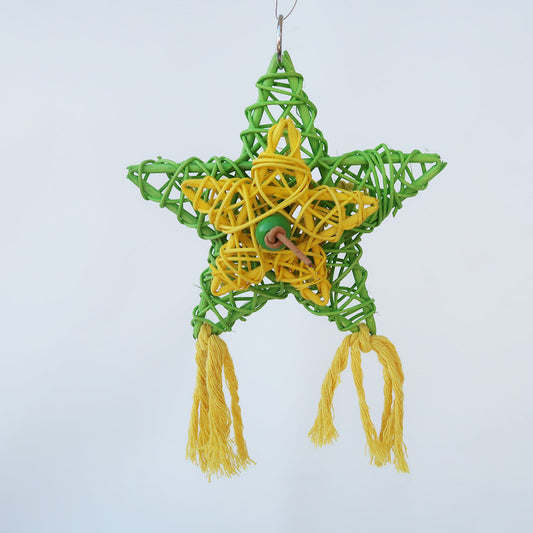 Rattan Parrot Chew Toy Five-Pointed Star Hanging 15cm Diameter