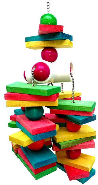 Wooden Parrot Chew Toy Hanging Bird Cage Accessory 30x10cm 3