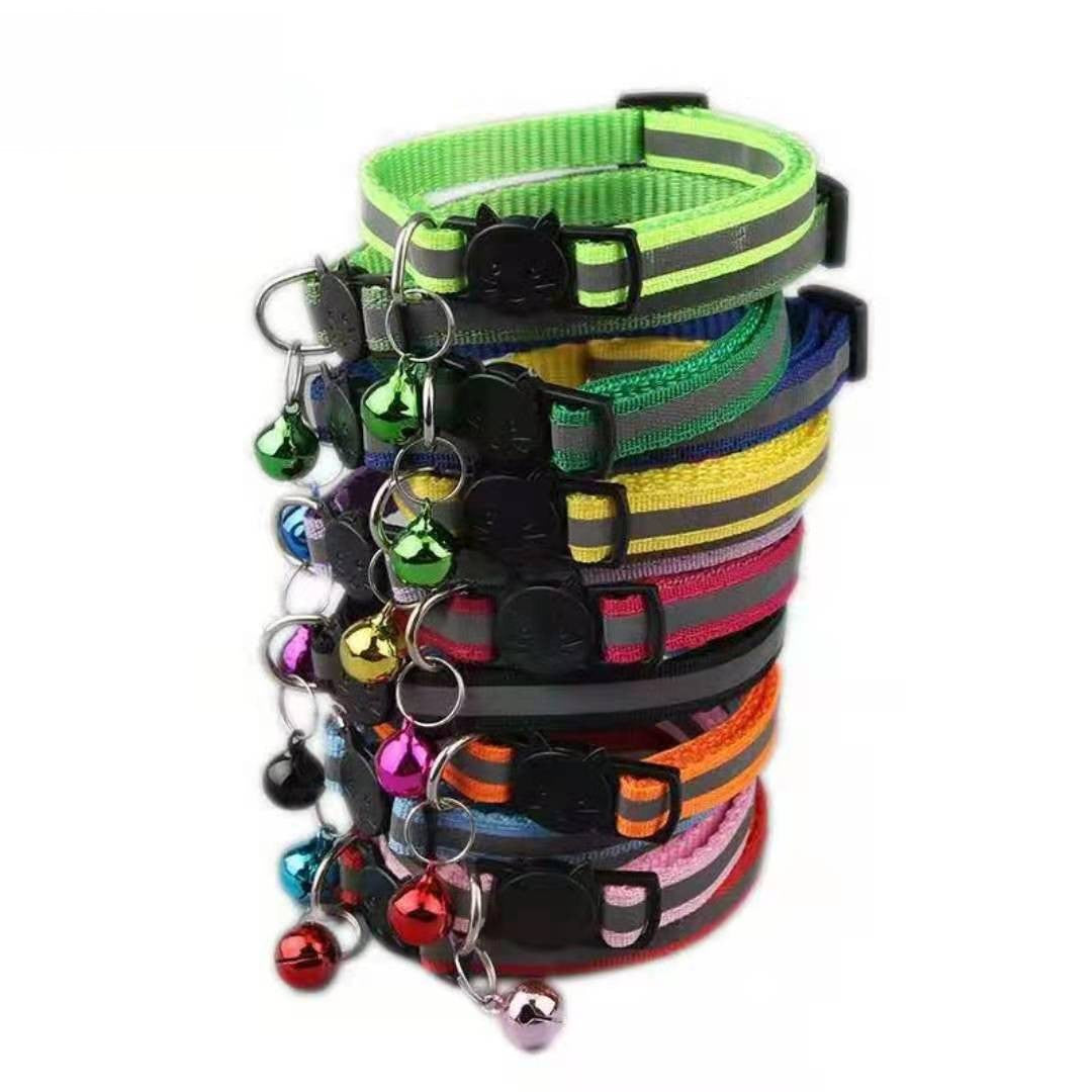 Reflective Cat Collar with Cat Head Charm and Bell Adjustable 2