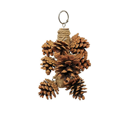 Wooden Parrot Chew Toy Skewers with Pine Cones Hanging Cage Accessory 5