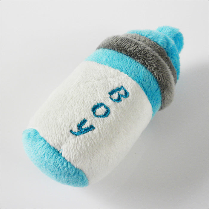 Bottle Plush Dog Toy Soft Chew Squeaky 14x6cm 5