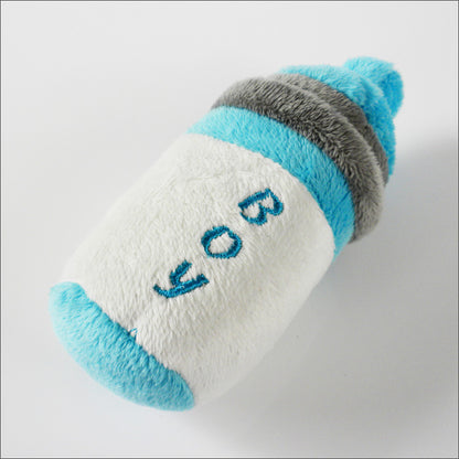 Bottle Plush Dog Toy Soft Chew Squeaky 14x6cm 5
