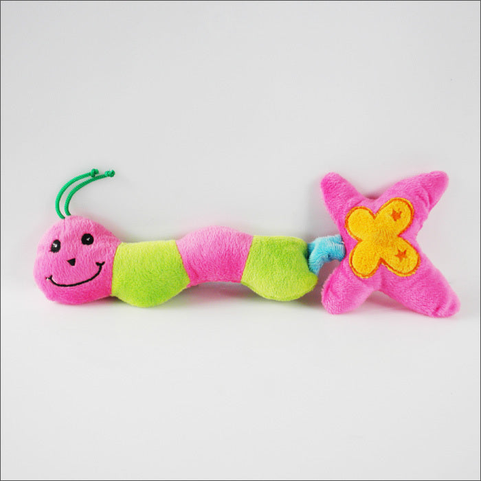 Flower Caterpillar Plush Dog Toy Soft Interactive Squeaky 8
